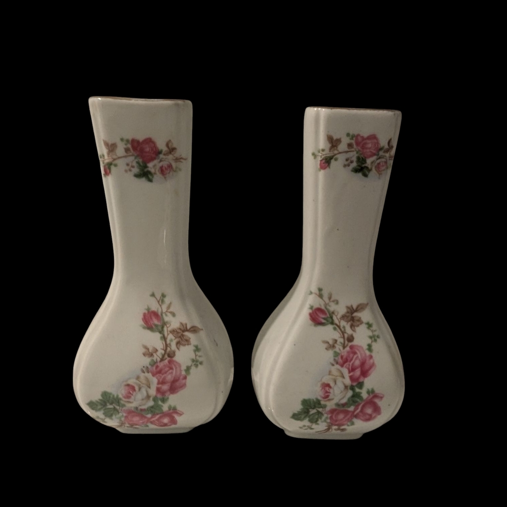 Floral White and Pink Ceramic Vases